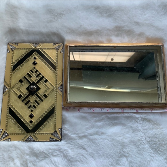 Art Deco Rhinestone Guilloche Enamel Jewelry Box/Cigarette Case - Picture 2 of 9